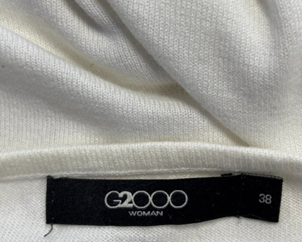 G2000 White 3/4 Sleeve Knit with Slit Cuffs Top
