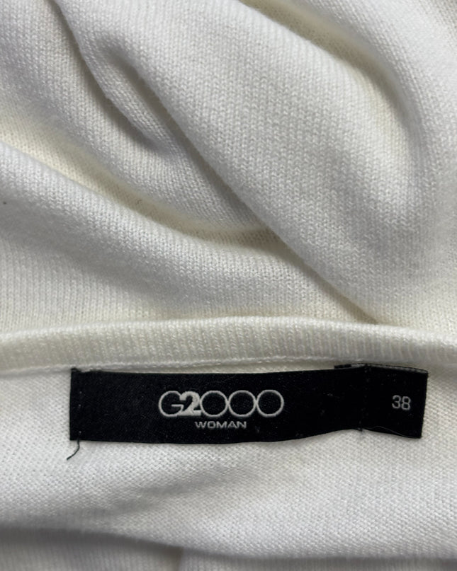 G2000 White 3/4 Sleeve Knit with Slit Cuffs Top