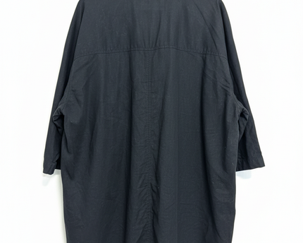 H&M Black Linen Blend Oversized V-Neck Blouse