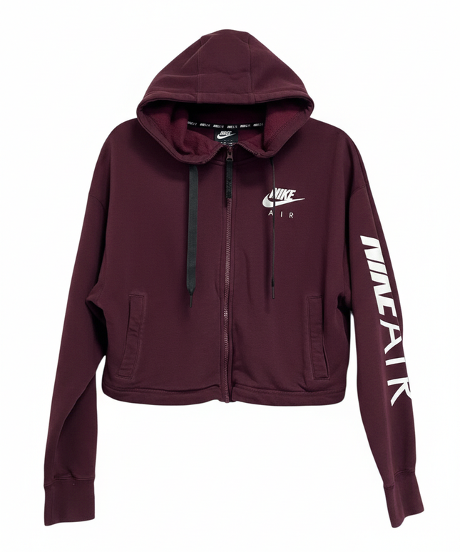 Nike Burgundy Air Cropped Full-Zip Hoodie