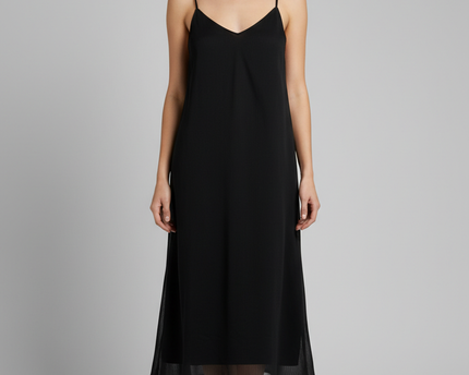 TRENDYOL Black Cowl Neck Slip Midi Dress