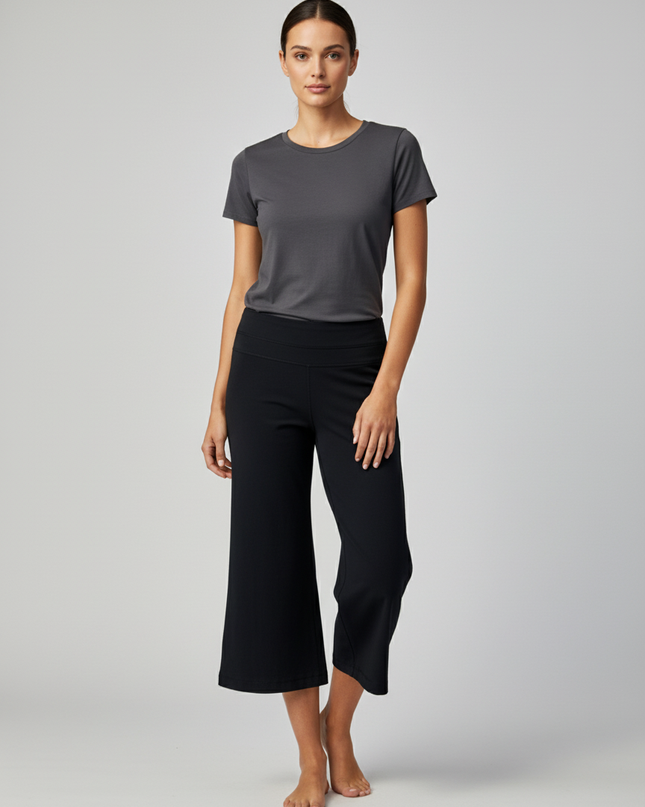Lululemon Black Wide Leg Cropped Yoga Pants