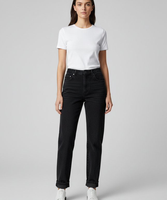 Forelli Denim Black High-Waisted Tapered Jeans