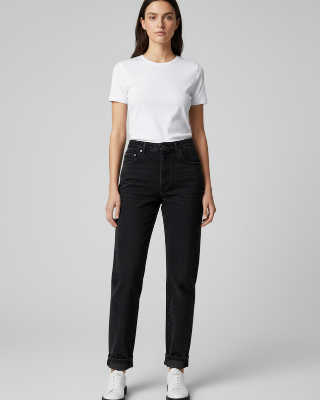 Forelli Denim Black High-Waisted Tapered Jeans
