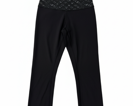 Lululemon Black High-Waist Cropped Leggings with Patterned Waistband