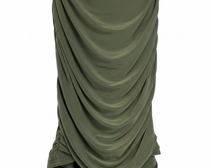 QUIZ Olive Green Ruched Knot Front Bodycon Mini Dress