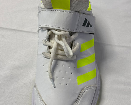 Adidas White Three-Stripes Cricket Shoes