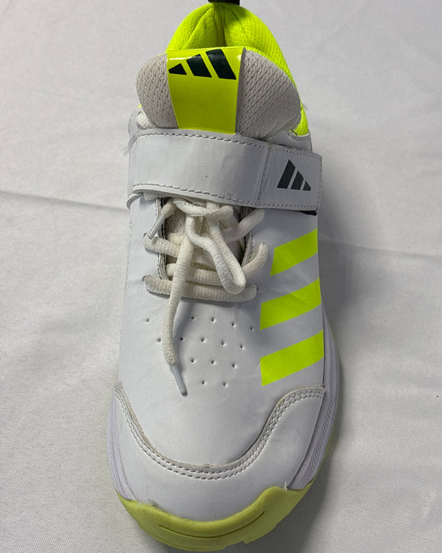 Adidas White Three-Stripes Cricket Shoes