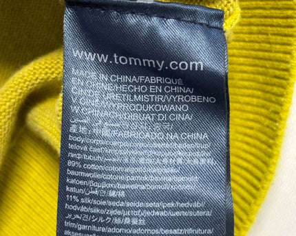Tommy Hilfiger Yellow V-Neck Cotton Silk Sweater