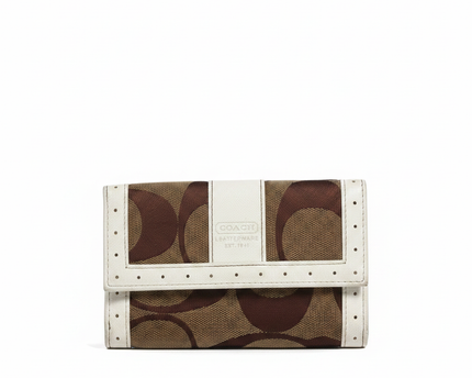 Coach Brown/White Signature Canvas Mini Bag Wallet