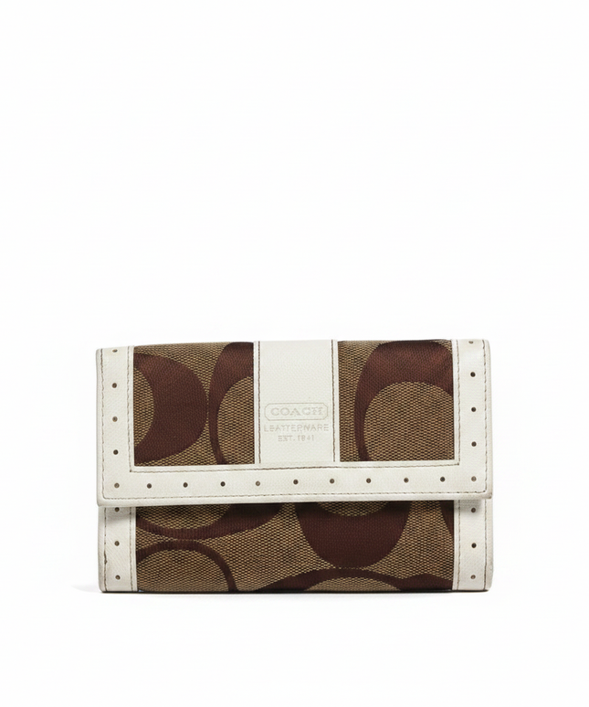 Coach Brown/White Signature Canvas Mini Bag Wallet