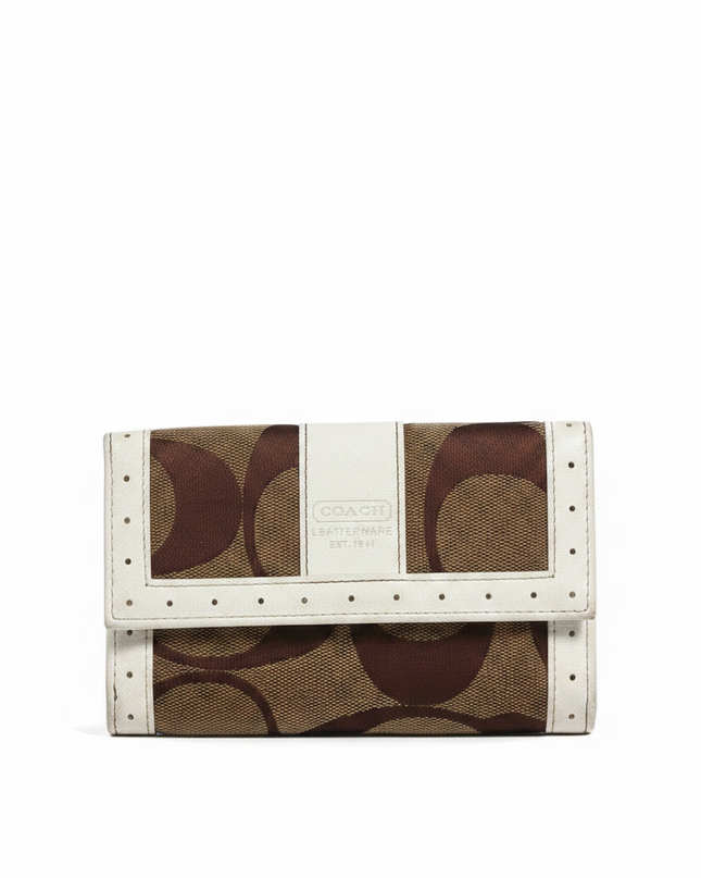 Coach Brown/White Signature Canvas Mini Bag Wallet