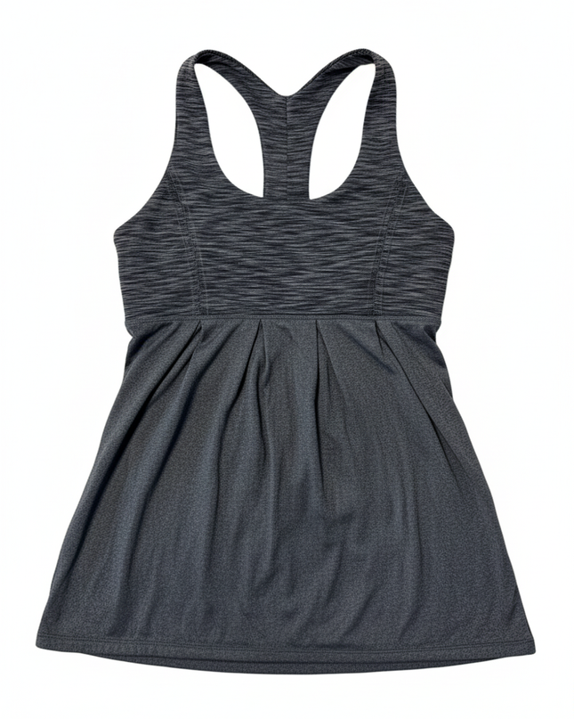 Lululemon Grey Space Dye Pleated Racerback Athletic Tank Top