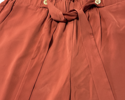 2XTREMZ Rust Wide-Leg Cropped Paper Bag Waist Pants