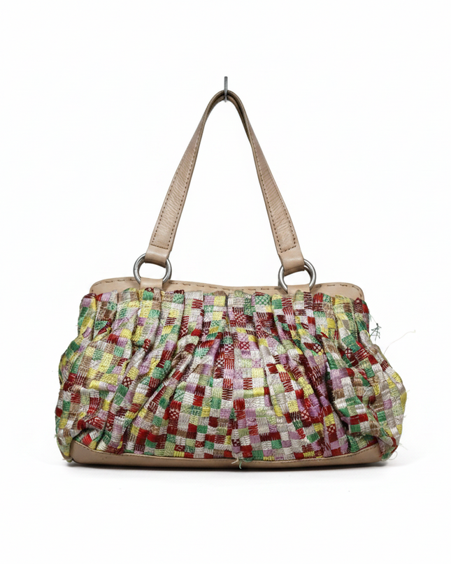 DKNY Multicolor Embroidered Woven Satchel Bag