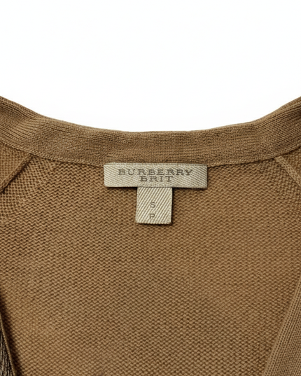 Burberry Brit Zip-Up Abstract Check Knit Cardigan