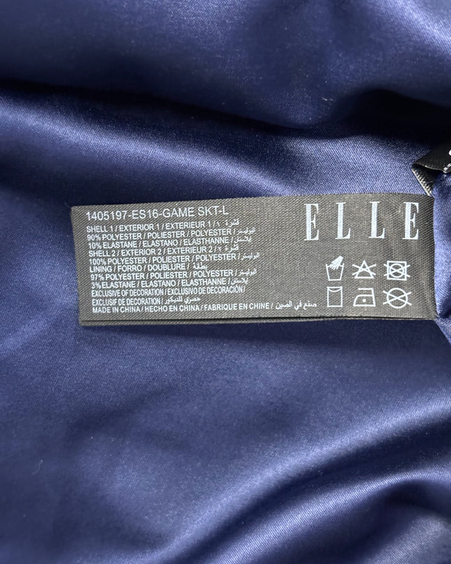 ELLE Blue Textured Ribbon Detail Pencil Skirt