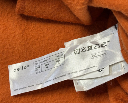 Celio Vibrant Orange Fleece Pullover Hoodie