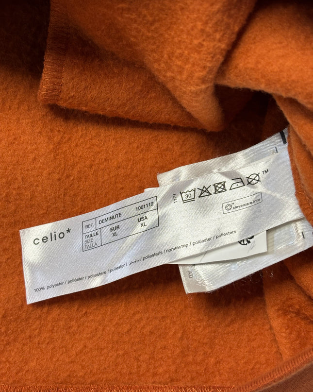 Celio Vibrant Orange Fleece Pullover Hoodie