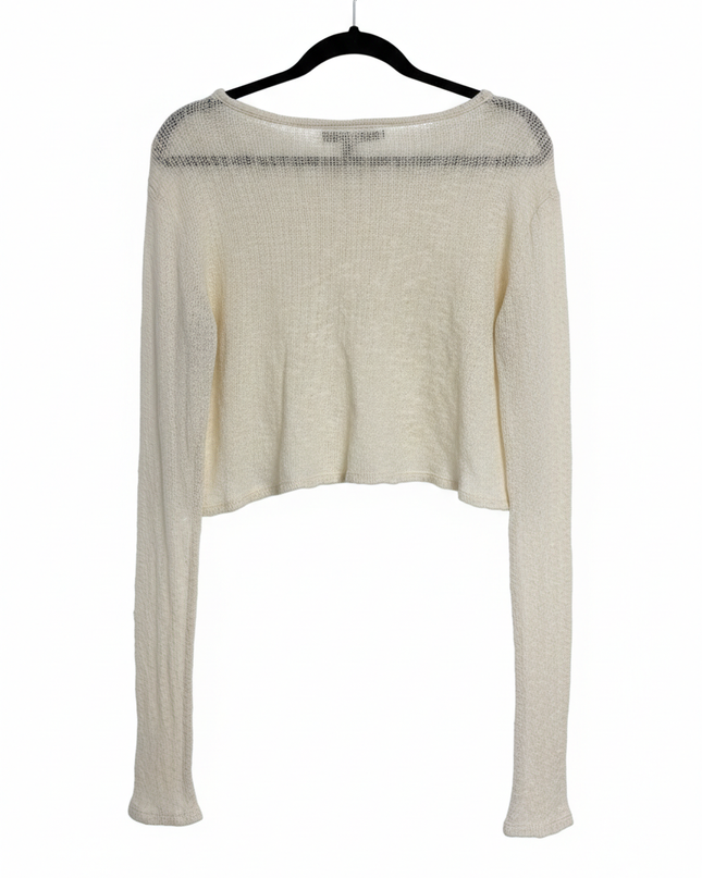 Forever 21 Cream Open Knit Cropped Sweater