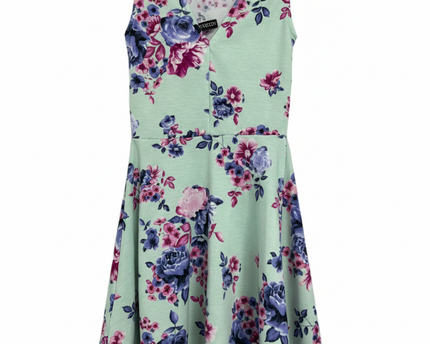 H&M Divided Mint Green Floral Sleeveless Skater Dress