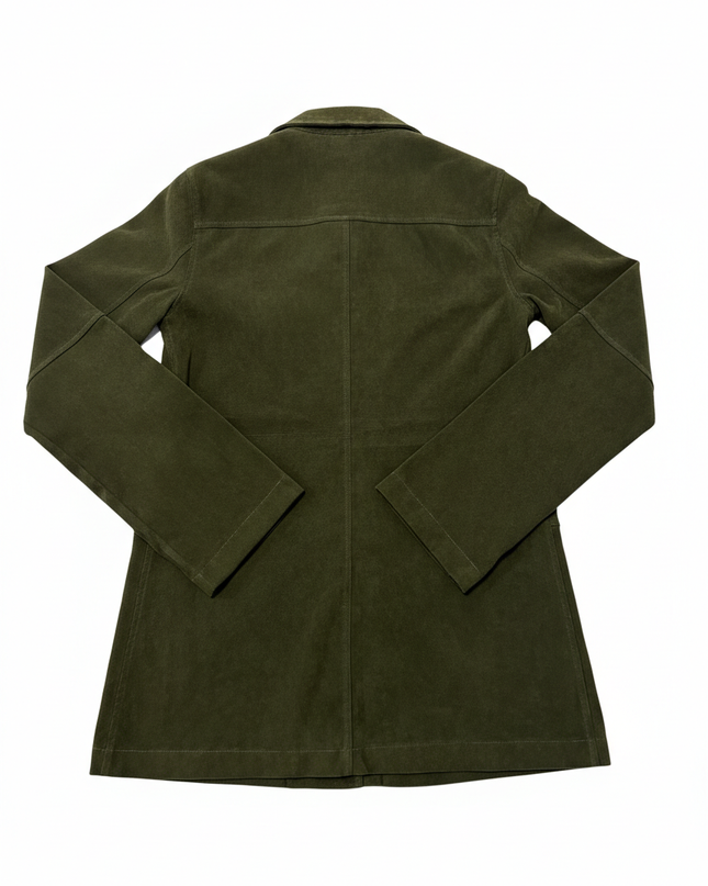 Zara Basic Olive Faux Suede Button-Down Lightweight Jacket