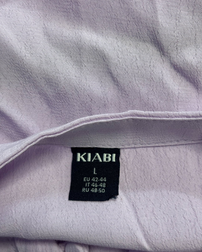 KIABI Purple V-Neck Button-Front Tie-Hem Blouse
