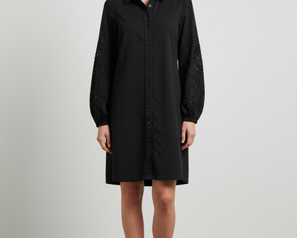 Asos Design Black Embroidered Sleeve Shirt Dress