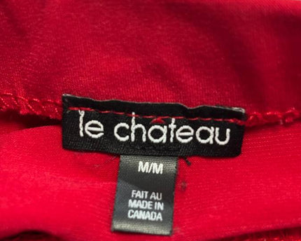 Le Chateau Red Ruched Asymmetrical Cowl Neck Party Dress