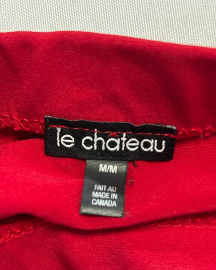 Le Chateau Red Ruched Asymmetrical Cowl Neck Party Dress