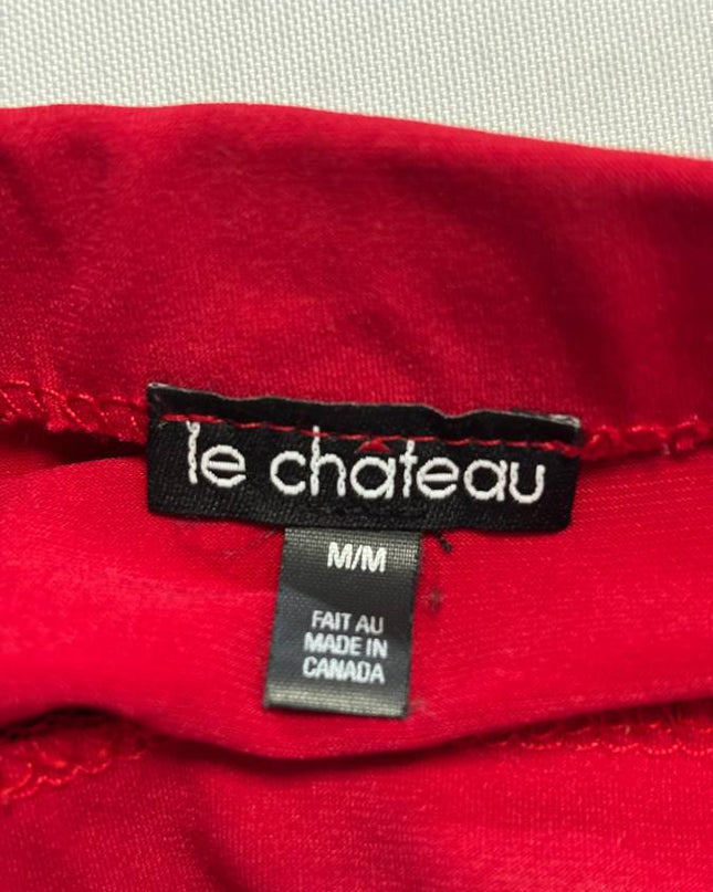 Le Chateau Red Ruched Asymmetrical Cowl Neck Party Dress