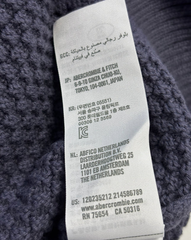 Abercrombie & Fitch Grey Oversized V-Neck Waffle Knit Sweater