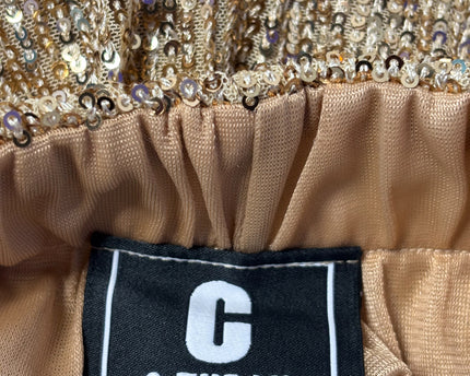 C-THROU Gold Sequin Side Stripe Wide Leg Pants
