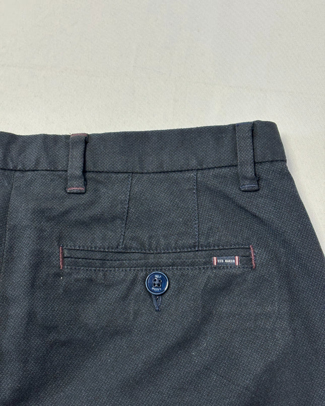 Ted Baker Navy Blue Textured Chino Pants