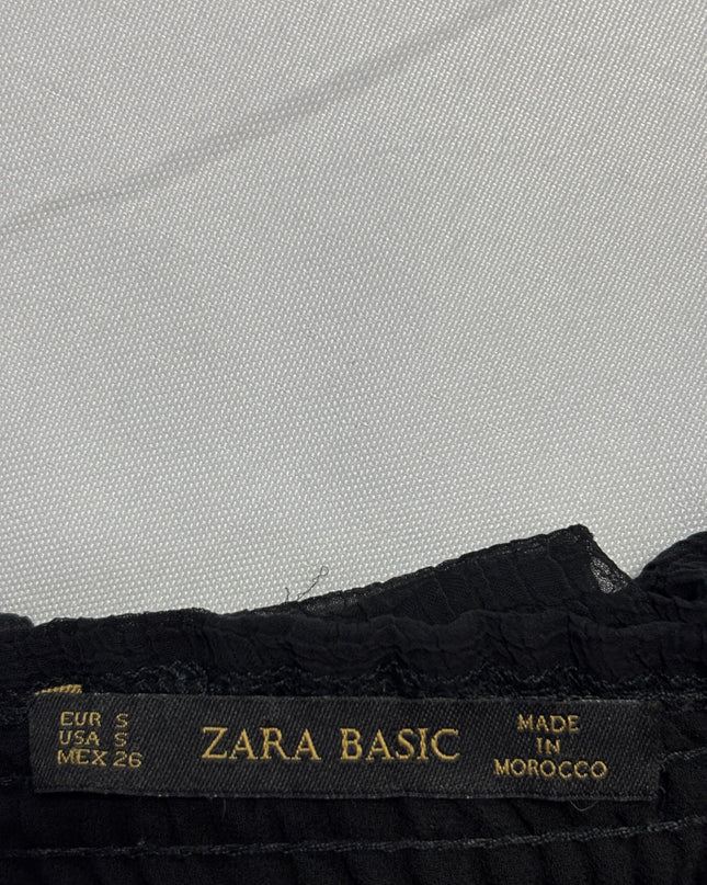 Zara Basic Black Off-the-Shoulder Smocked Blouse