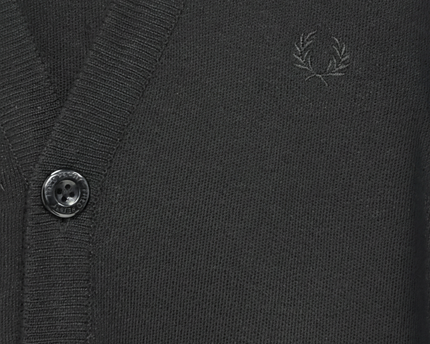 Fred Perry Black Classic V-Neck Button-Up Cardigan
