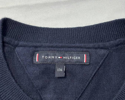 Tommy Hilfiger Navy Blue Logo Stripe Crewneck Sweater
