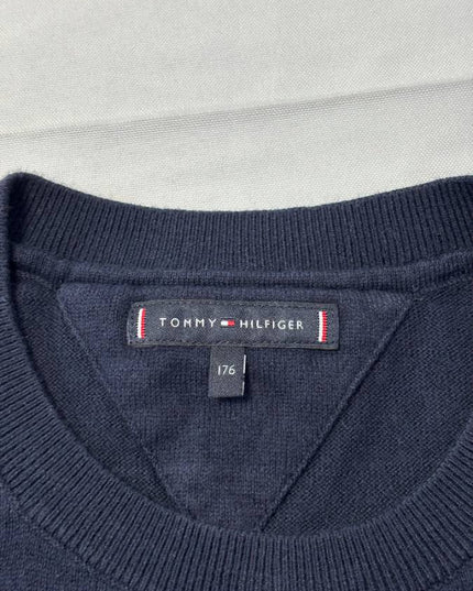 Tommy Hilfiger Navy Blue Logo Stripe Crewneck Sweater