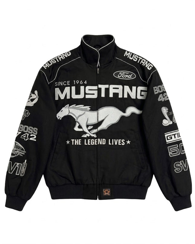 Reworked Black Ford Mustang NASCAR Racing Jacket