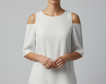 Ted Baker White Cold Shoulder Flutter Sleeve Blouse