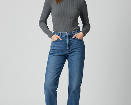 Nevada Blue High-Waisted Tapered Mom Jeans