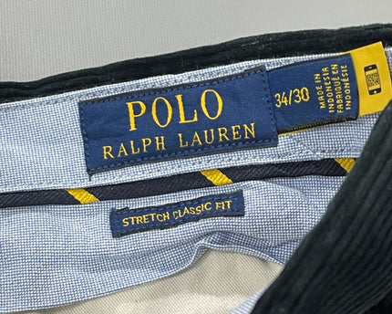 Polo Ralph Lauren Black Stretch Classic Fit Corduroy Pants