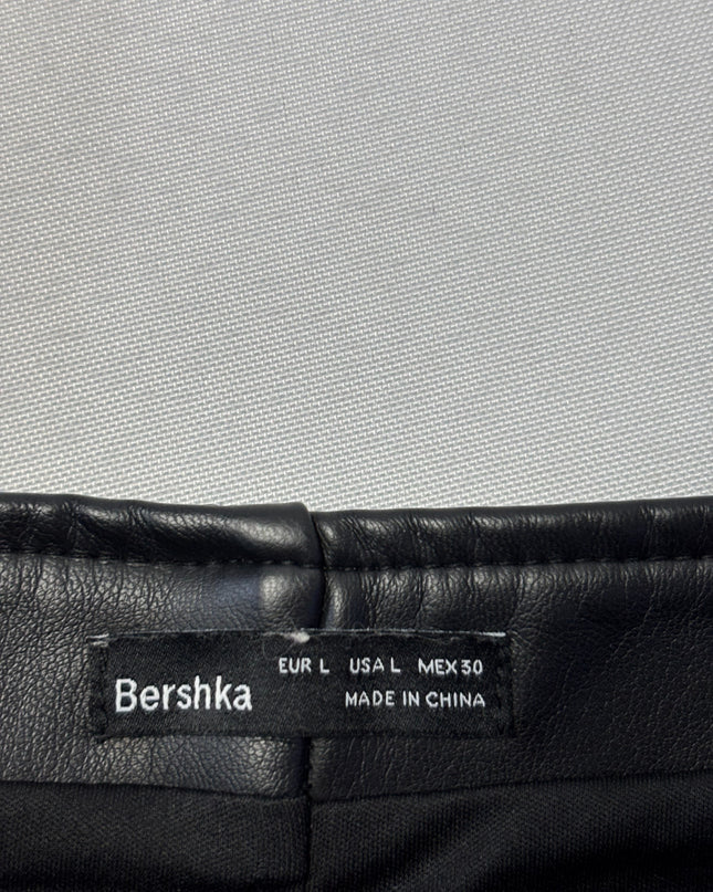 Bershka Black Faux Leather Zip-Front Corset Top