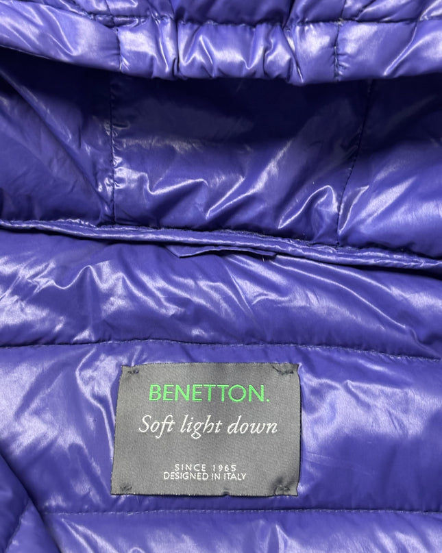 Benetton Purple Lightweight Hooded Puffer Down Jacket