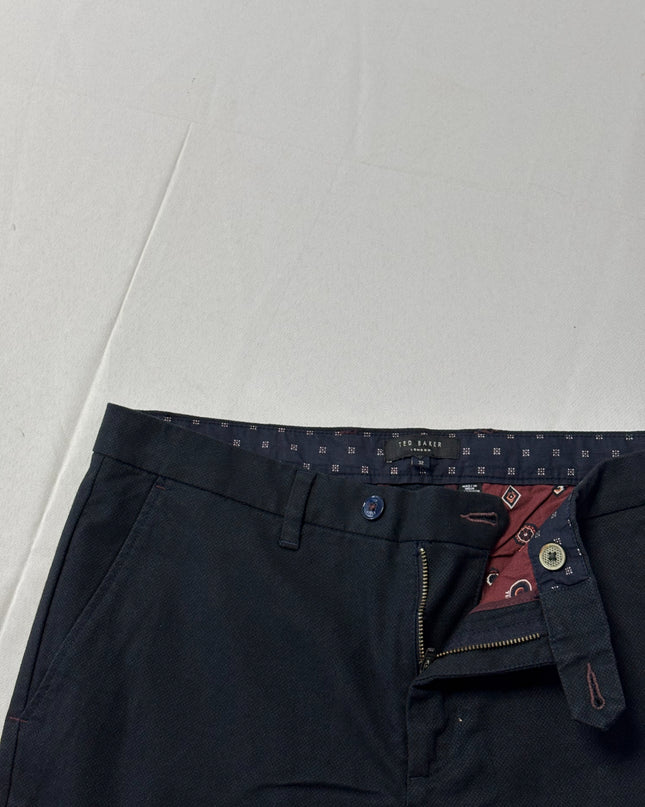 Ted Baker Navy Blue Textured Chino Pants
