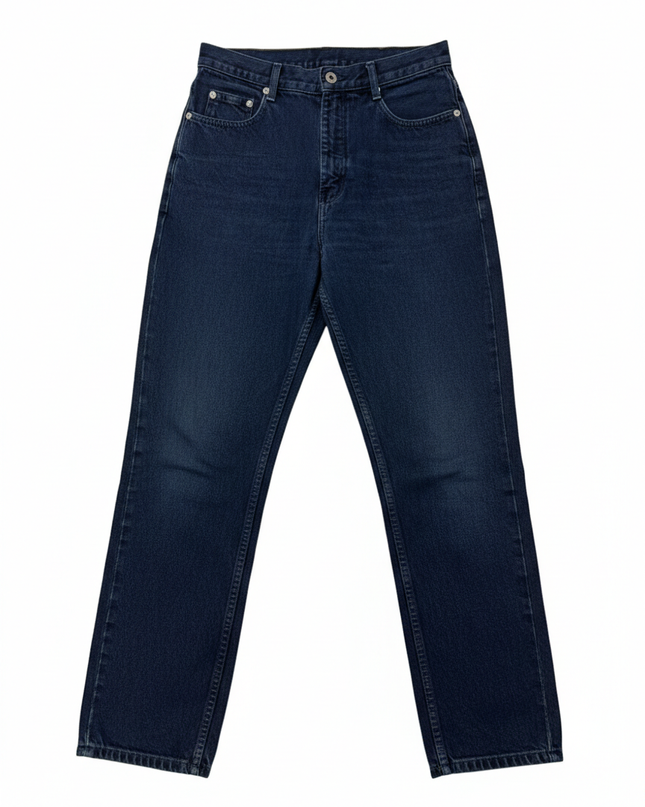 New Time Dark Blue High-Waisted Straight Leg Denim Jeans