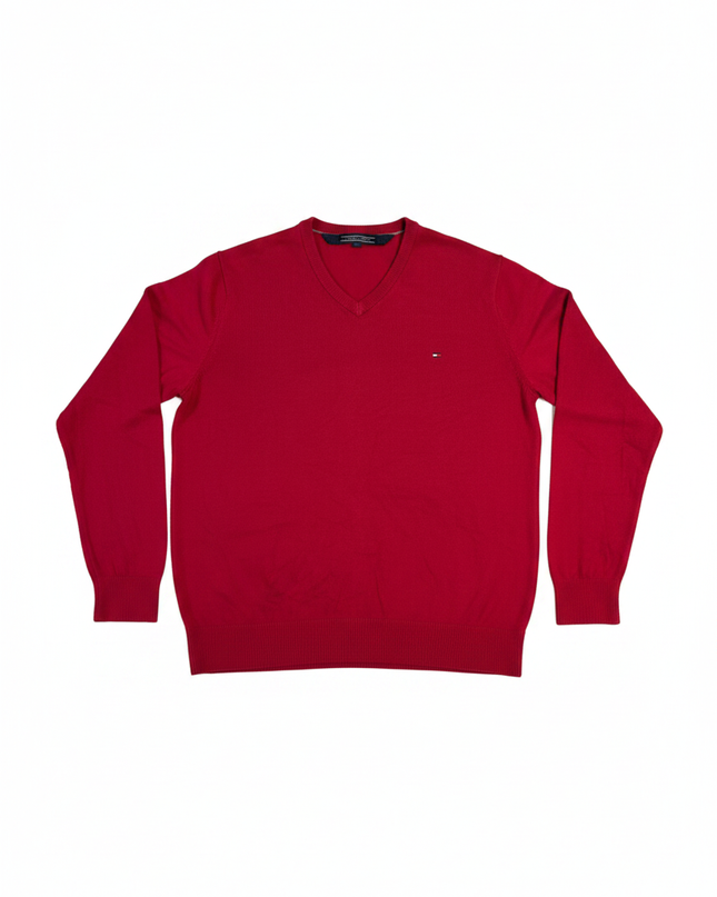 Tommy Hilfiger Red V-Neck Pima Cotton Cashmere Sweater