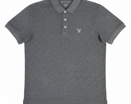 American Eagle Grey Short Sleeve Polo Shirt