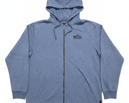Patagonia Blue Zip-Up Organic Cotton Hoodie