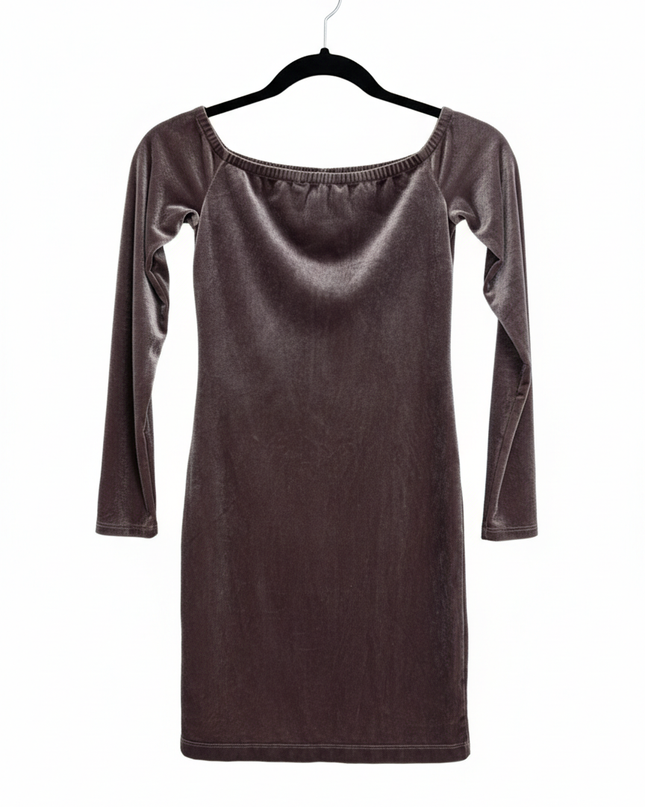 Forever 21 Mauve Velvet Off-the-Shoulder Zip-Up Mini Dress
